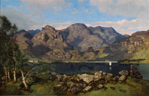 Derwentwater olhando para Borrowdale, 1855